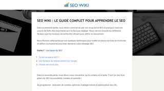SEO WIKI, guide web pour apprendre le SEO
